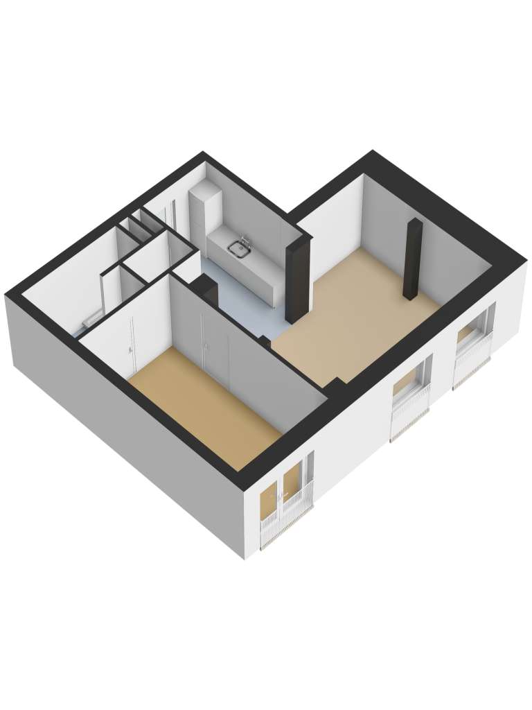 3D 2 kamer Appartement